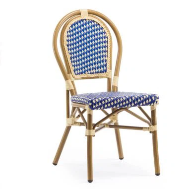 كرسي بيسترو فرنسي لتناول الطعام في الهواء الطلق باللون الأزرق